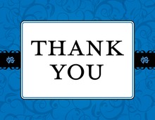 Bright Blue Double Border Thank You Cards