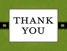 Trendy Green Damask Border Thank You Cards