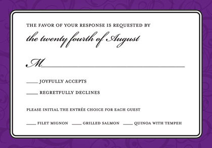 Purple Flourish Black Band Formal Wedding Invitations