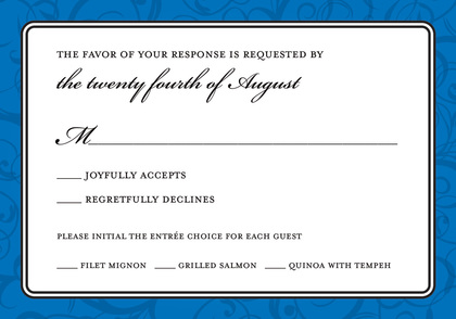 Elegant Flourish Medium Blue Modern Wedding Invites