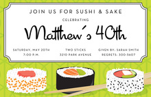 More Sushi In Action Party Shower Invitations