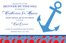 Navy Anchor Double Border Notched Frame Invitations