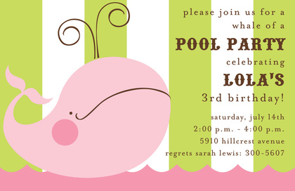 Smiling Blue Whale Birthday Party Invitations