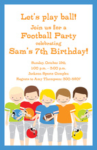 Kickoff Big Football Sports Party Invitations