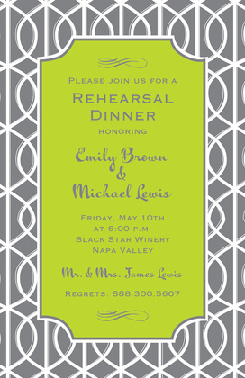 Elegant Mocha Trellis Border Invitation