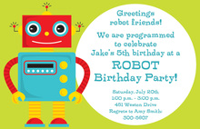 Robot Red Accents Gear Invitations