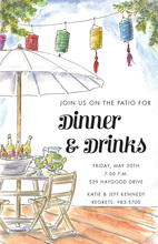 Green Wood Grain Border Cocktails On The Patio Invitations