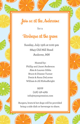 Fresh Citrus Purple Invitations