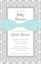 Blue Bow Grey Trellis Invitation