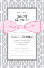 Pink Bow Grey Trellis Invitation