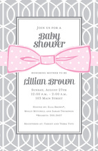 Pink Bow Grey Trellis Invitation