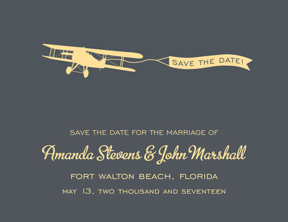 Old-Style Airplane Grey Save The Date Invitations