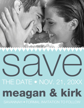 Unique Hearts Blue Save The Date Photo Cards