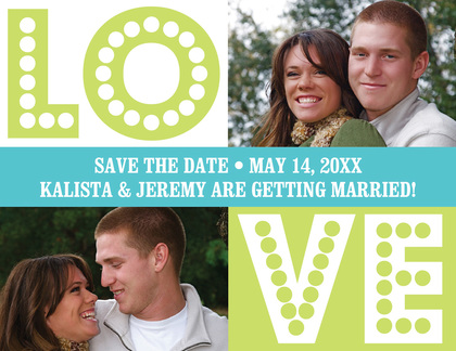 LOVE Green Save The Date Photo Cards