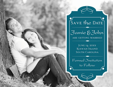 Trendy Aqua Damask Border Charming Party Invitations