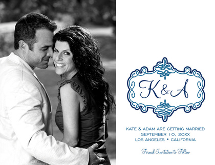 Blue Swirl Bookplate Save The Date Photo Cards