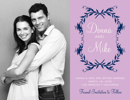 Trendy Floral Bookplate Save The Date Photo Cards