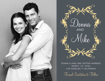 Formal Floral Bookplate Save The Date Photo Cards
