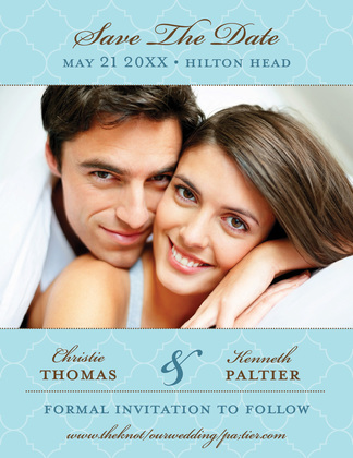Teal Tiles Save The Date Photo Cards