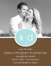 Oval Monogram Brown Save The Date Photo Cards