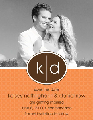 Oval Monogram Black Save The Date Photo Cards