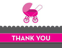 Modern Pink Buggy Thank You Cards