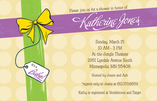 Green Purple Ribbon Present Invitations