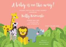 Jungle Friends Pink Birthday Invitations