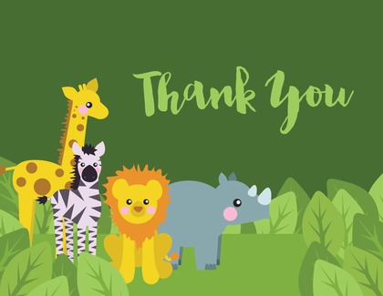 Safari Friends Pink Thank You Cards