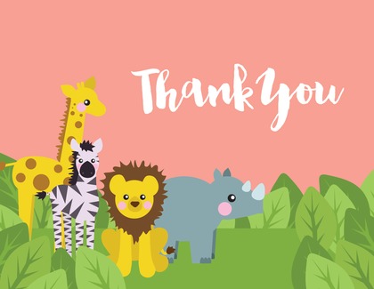 Safari Friends Blue Thank You Cards