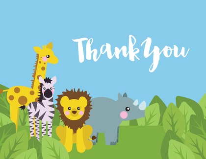 Safari Friends Pink Thank You Cards