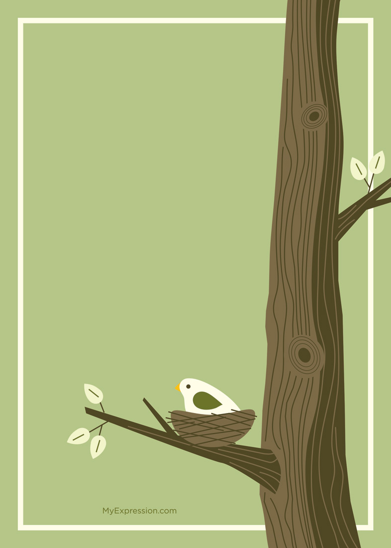 Bird Nest Green Invitation