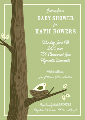 Bird Nest Blue Invitation