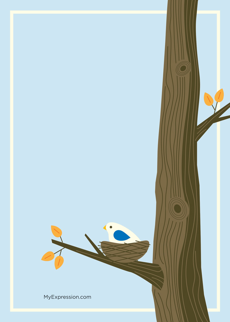 Bird Nest Blue Invitation
