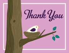 Bird on nest Lavender Thank You Cards