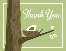 Lovely Birds Green Thank You Cards