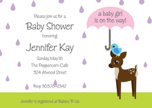 Rainy Day Baby Girl Shower Invitations