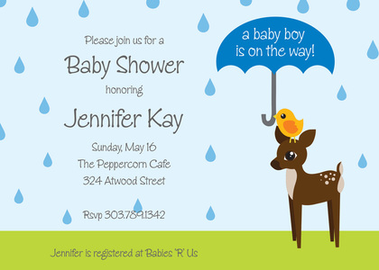 Rainy Day Baby Girl Shower Invitations