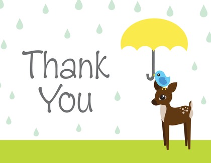 Rain Drops With Pink Umbrella Thank You Cards