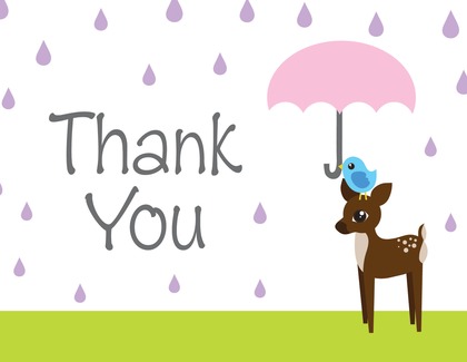 Rain Drops With Blue Umbrella Thank You Cards