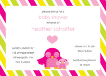 Pink Owl Chevron Baby Shower Fill-in Invites