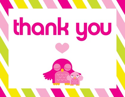 Twin Little Owl Thank You Cards