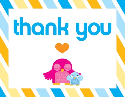 Twin Little Owl Thank You Cards