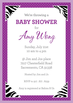 Yellow Zebra Corners Invitation