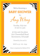 Yellow Zebra Corners Invitation