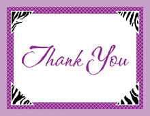 Purple Zebra Triangle Corner Purple Thank You Cards