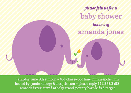 Grey Elephant Mommy Invitation