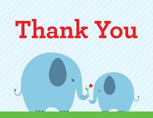 Blue Elephants Baby Shower Thank You Note