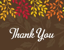 Colorful Leaves Brown Thank You Cards