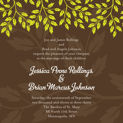 Modern Green Leaves RSVP Cards